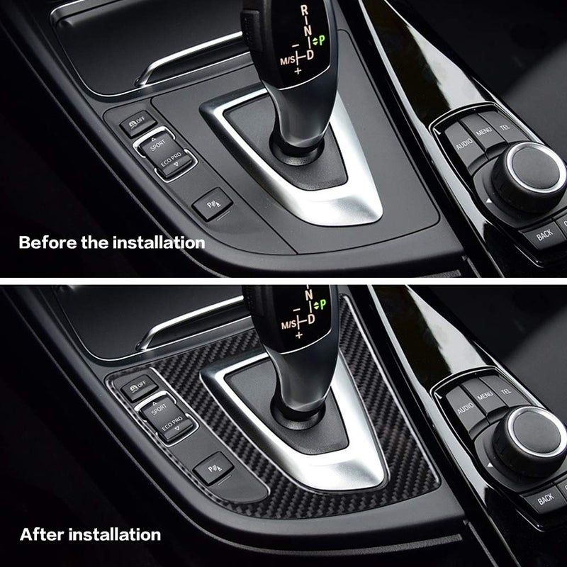 BLAKAYA Compatible with Carbon Fiber Center Control Gear Shift Panel Cover Trim for BMW 3 Series 3GT F30 F34 2013 2014 2015 2016 2017 2018 2019(Black - Image 4